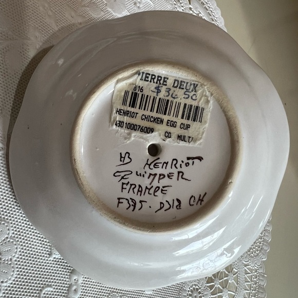 Pierre Deux 🇫🇷 Henriot Quimper Chicken Egg Coddler ~ Hand Painted - Picture 6 of 8